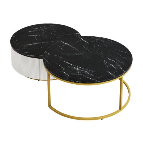 Everly Quinn Modern Round Nesting Coffee Table Fluted With Drawer | Wayfair with A Guide to Styling Your Gewnee Modern Round Nesting Coffee Table